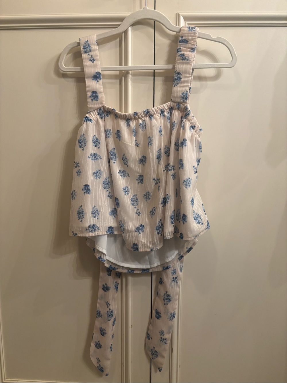 SHEIN Petite Blue Floral Square Neck Crop Tank - Picture 5 of 6